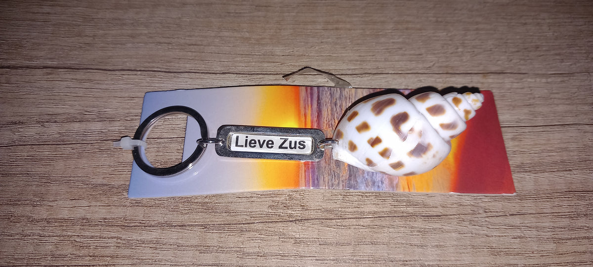 Sleutelhanger schelp: Lieve zus