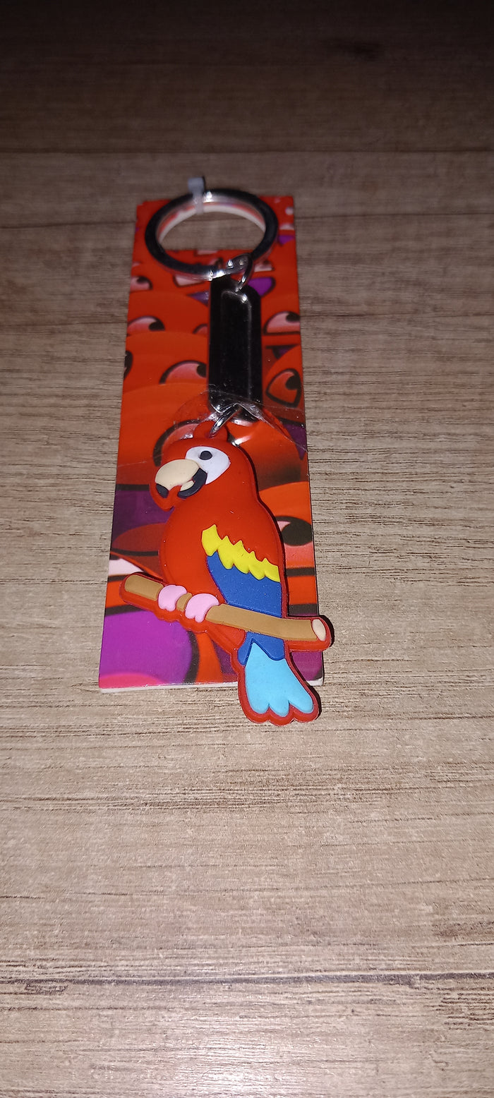 Sleutelhanger papegaai op stok