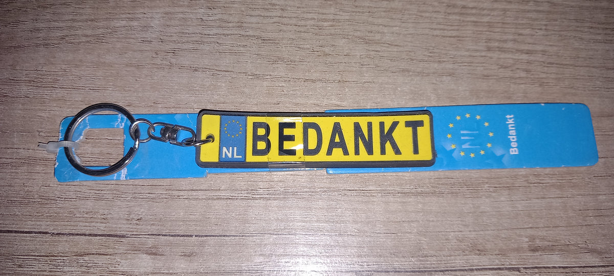 Sleutelhanger kenteken: Bedankt