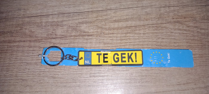 Sleutelhanger kenteken: Te gek!
