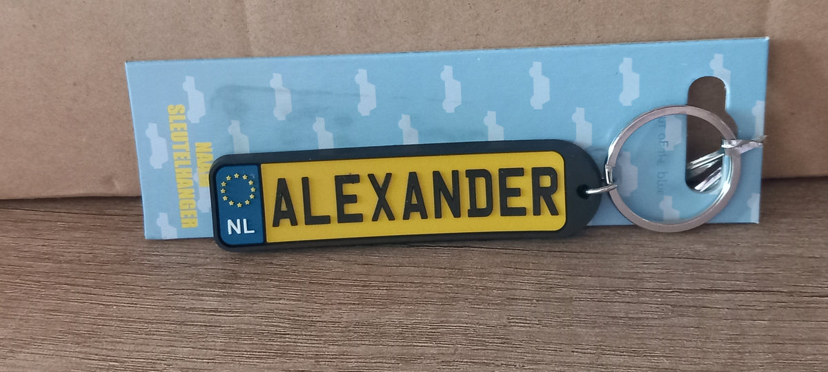 Sleutelhanger kenteken afgerond: Alexander