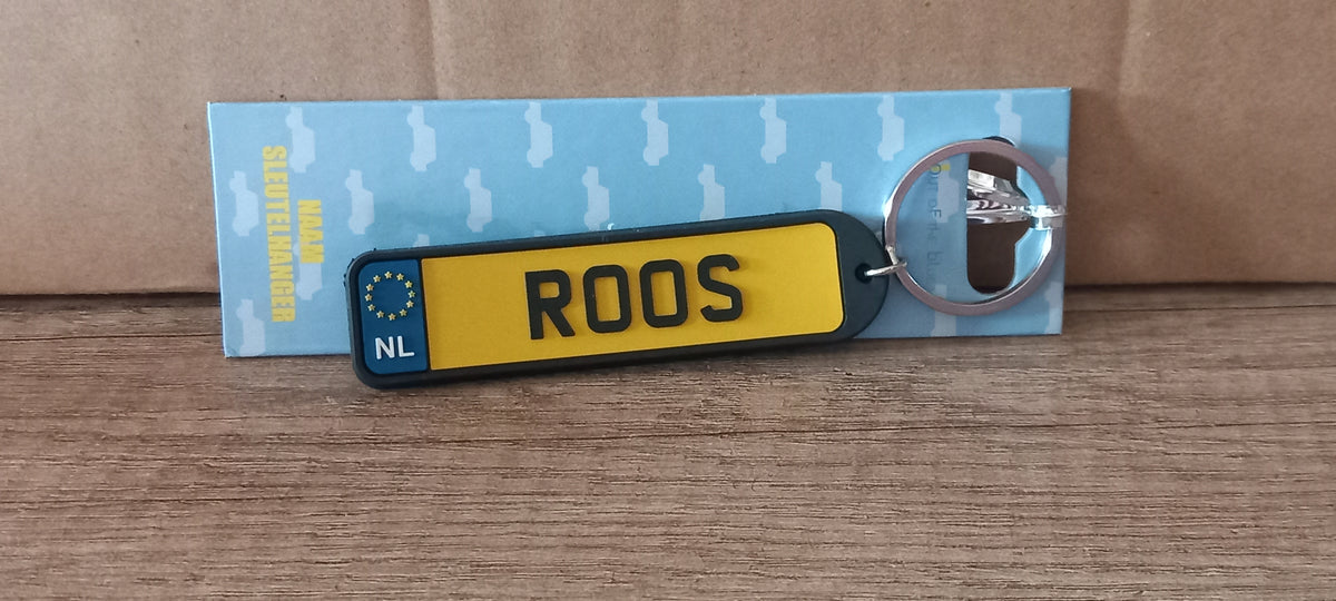 Sleutelhanger kenteken afgerond: Roos