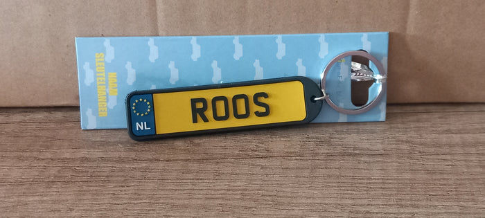 Sleutelhanger kenteken afgerond: Roos