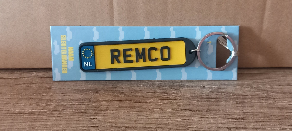 Sleutelhanger kenteken afgerond: Remco