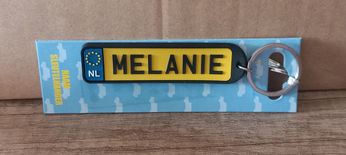 Sleutelhanger kenteken afgerond: Melanie