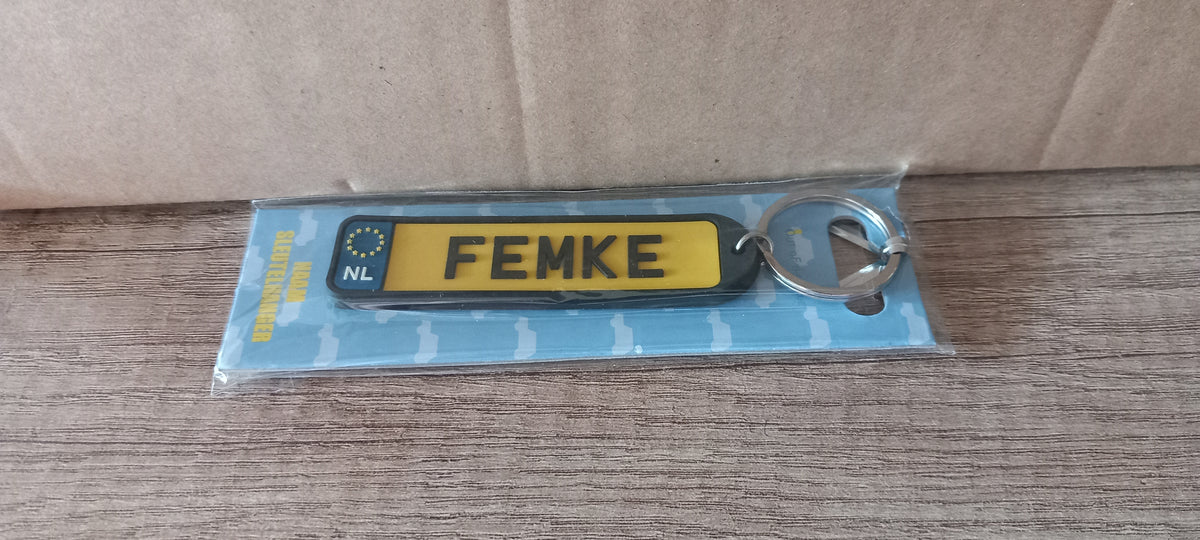 Sleutelhanger kenteken afgerond: Femke