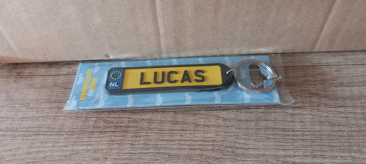 Sleutelhanger kenteken afgerond: Lucas