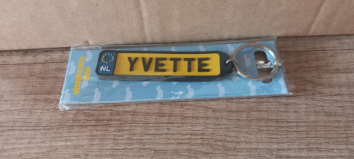 Sleutelhanger kenteken afgerond: Yvette