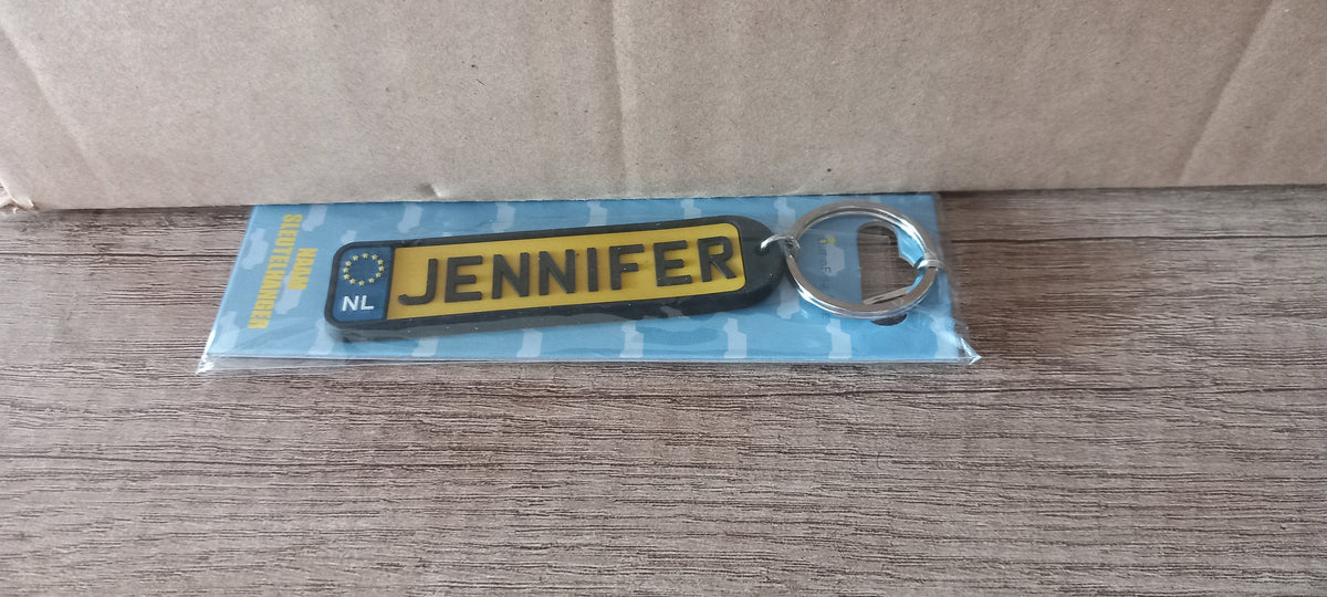 Sleutelhanger kenteken afgerond: Jennifer