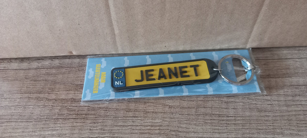 Sleutelhanger kenteken afgerond: Jeanet