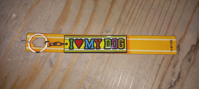 Sleutelhanger oranje: I love my dog