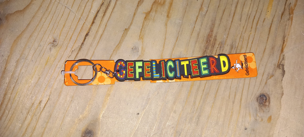 Sleutelhanger: Gefeliciteerd