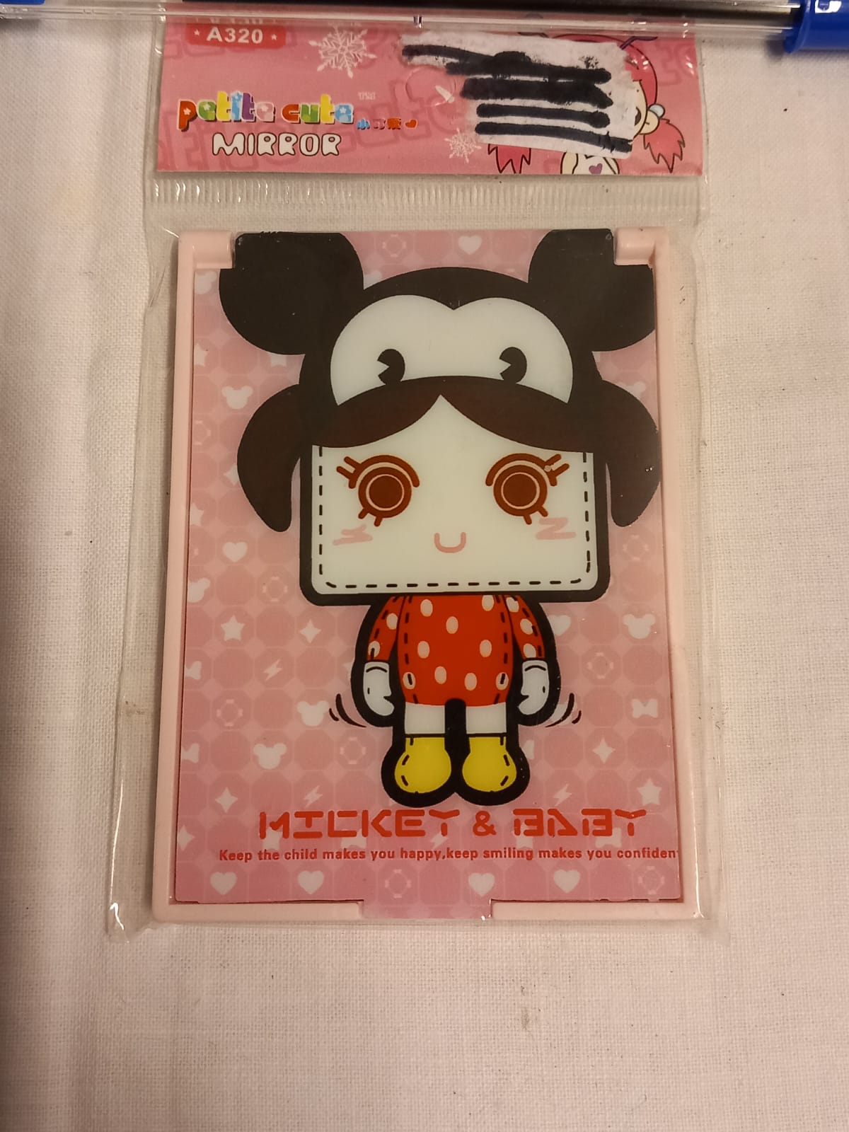 Petite Cute Spiegel Mickey & Baby - Roze rand