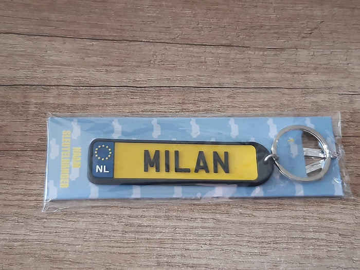 Sleutelhanger kenteken afgeronde hoeken: Milan