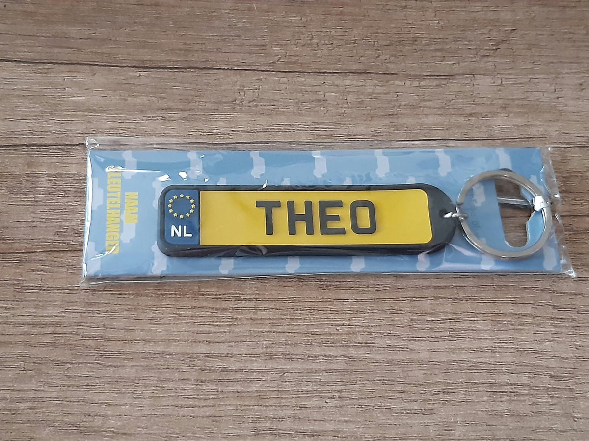 Sleutelhanger kenteken afgeronde hoeken: Theo