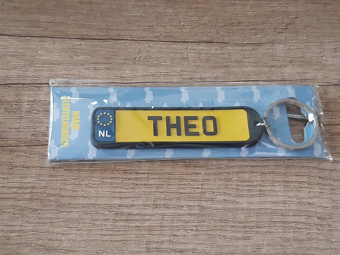 Sleutelhanger kenteken afgeronde hoeken: Theo