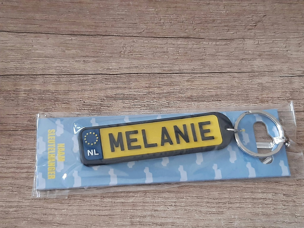 Sleutelhanger kenteken afgeronde hoeken: Melanie