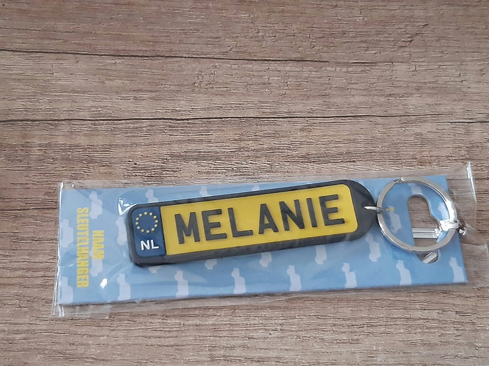 Sleutelhanger kenteken afgeronde hoeken: Melanie