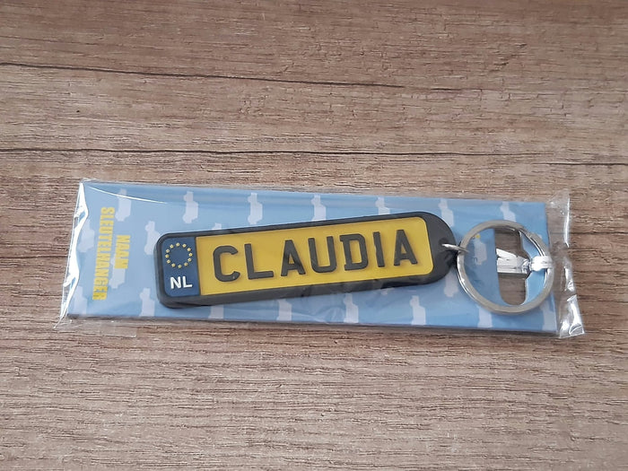 Sleutelhanger kenteken afgeronde hoeken: Claudia
