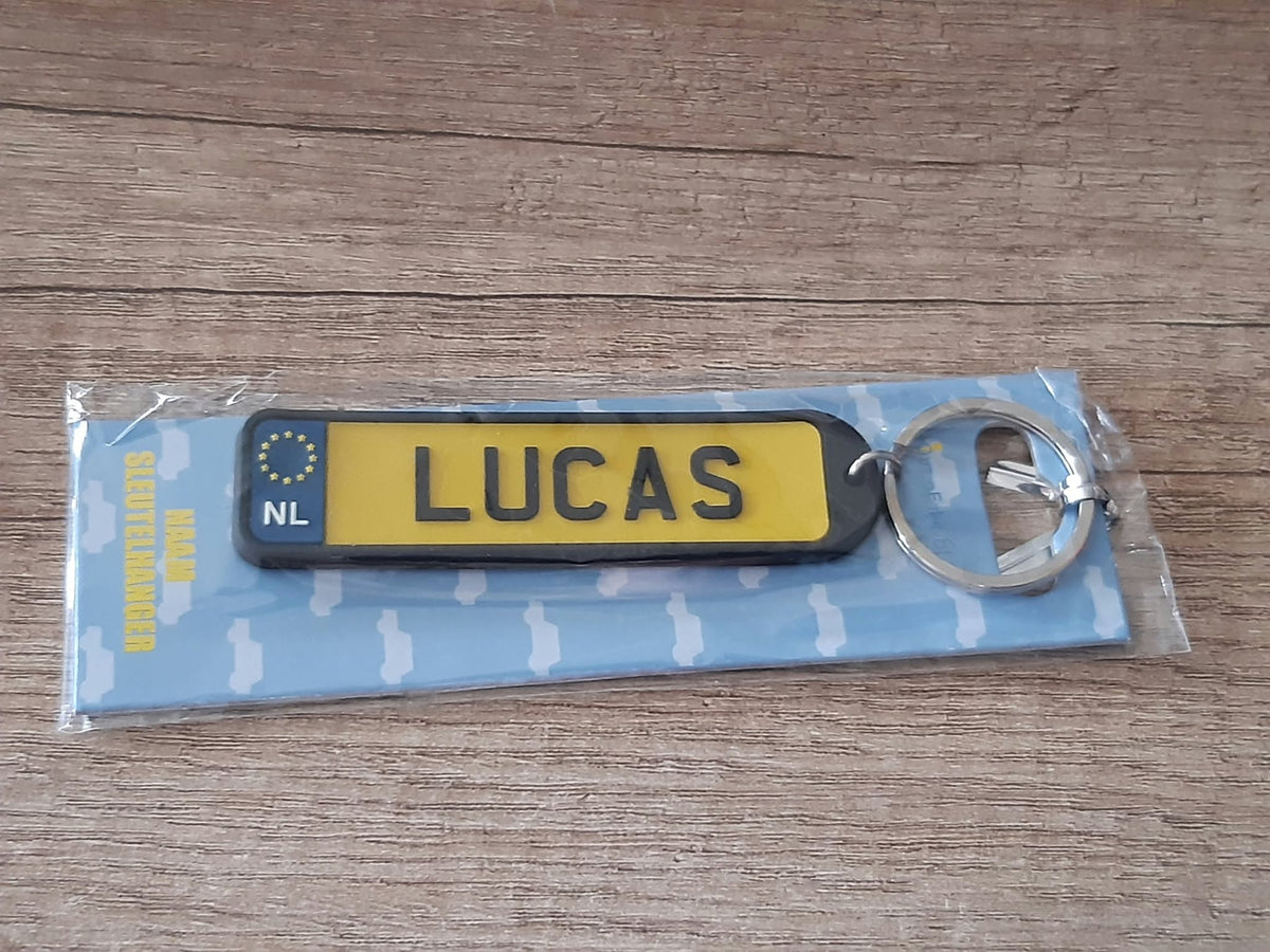Sleutelhanger kenteken afgeronde hoeken: Lucas