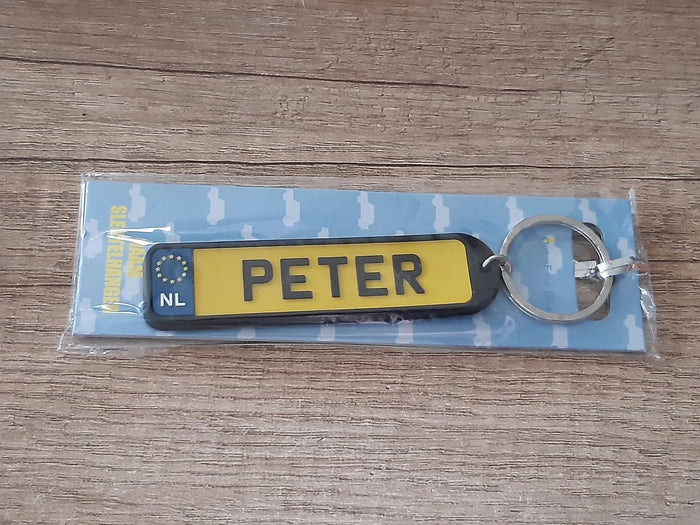 Sleutelhanger kenteken afgeronde hoeken: Peter