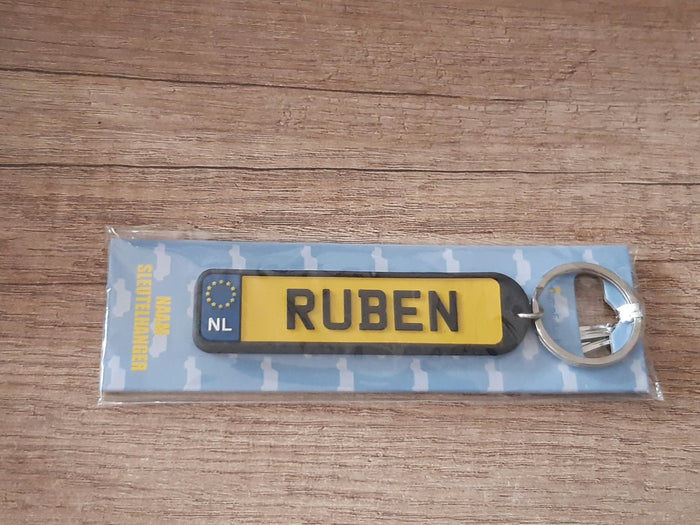 Sleutelhanger kenteken afgeronde hoeken: Ruben