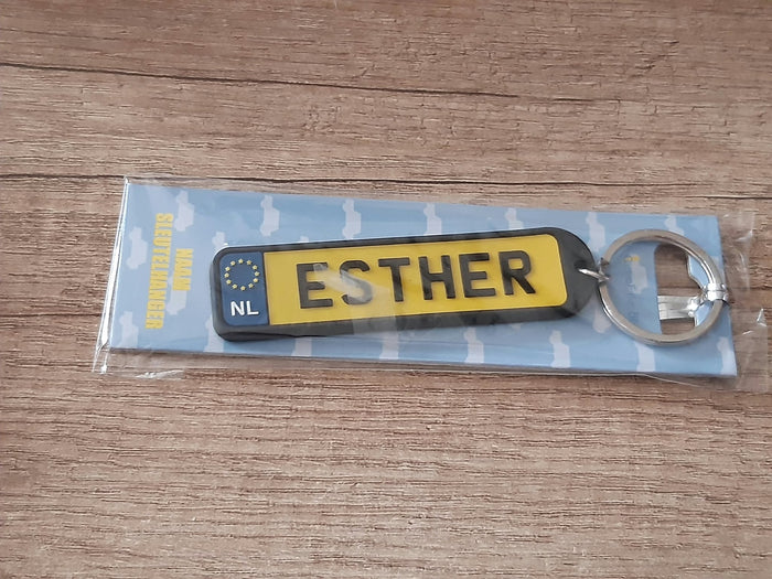 Sleutelhanger kenteken afgeronde hoeken: Esther