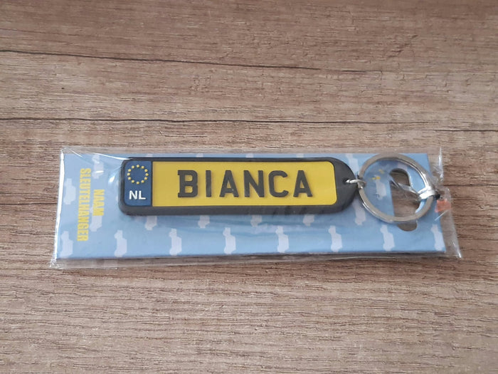 Sleutelhanger kenteken afgeronde hoeken: Bianca
