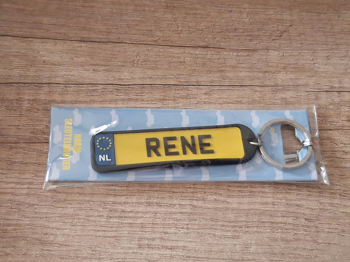 Sleutelhanger kenteken afgeronde hoeken: Rene