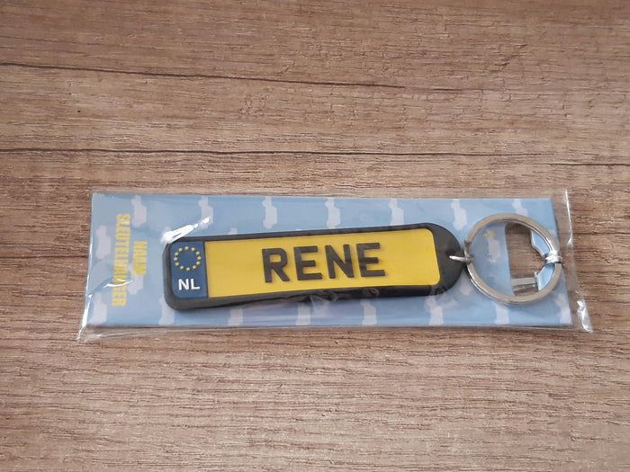 Sleutelhanger kenteken afgeronde hoeken: Rene