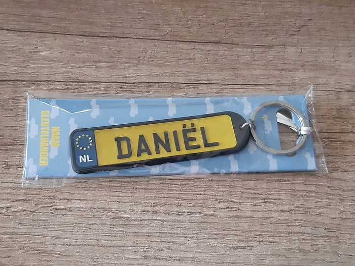 Sleutelhanger kenteken afgeronde hoeken: Daniel