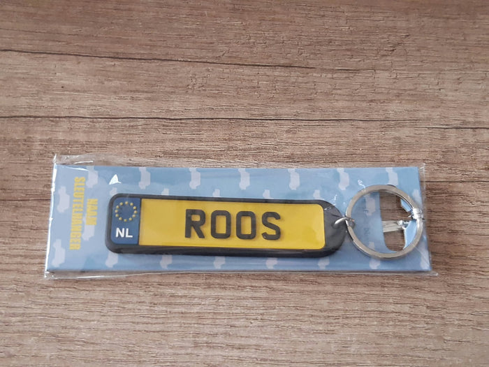 Sleutelhanger kenteken afgeronde hoeken: Roos