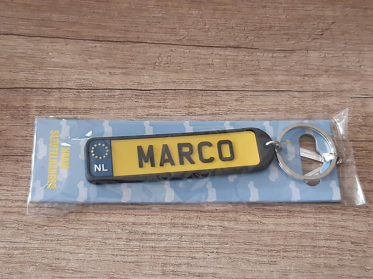 Sleutelhanger kenteken afgeronde hoeken: Marco