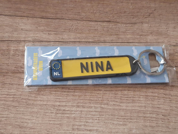 Sleutelhanger kenteken afgeronde hoeken: Nina