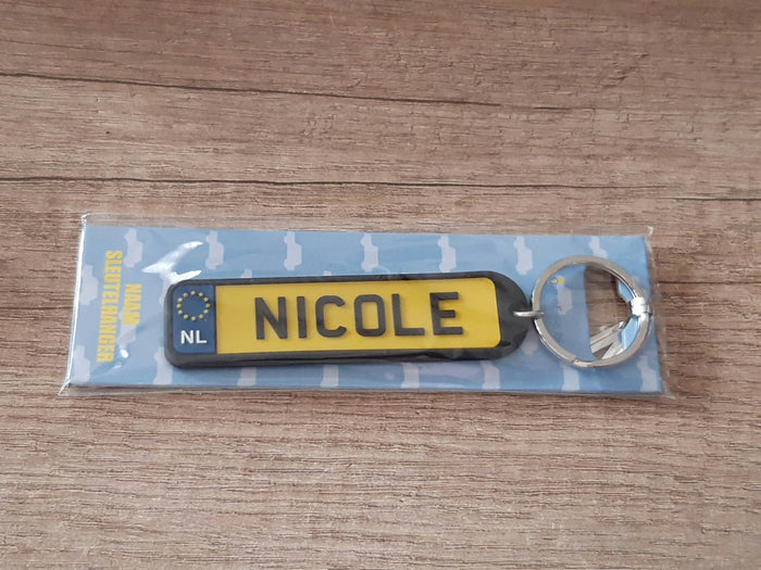 Sleutelhanger kenteken afgeronde hoeken: Nicole