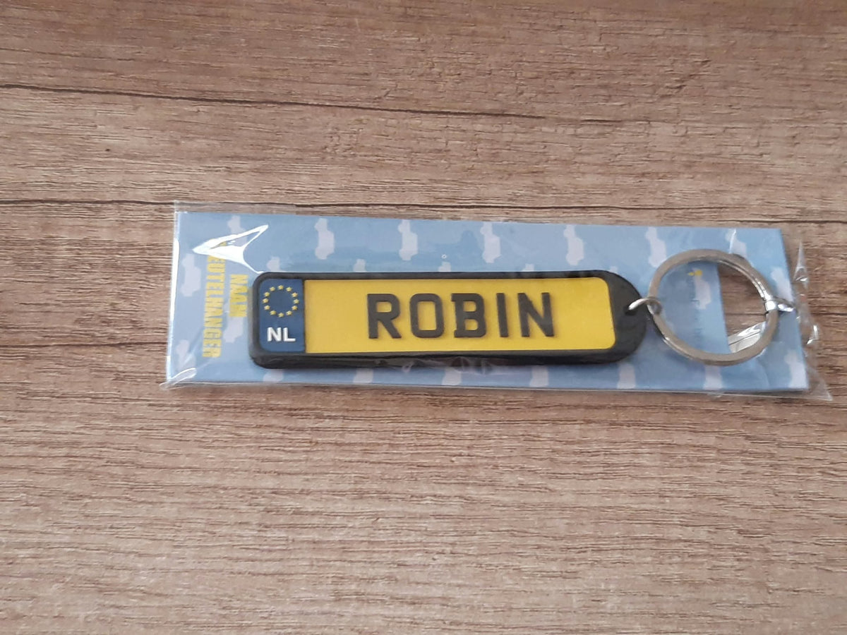 Sleutelhanger kenteken afgeronde hoeken: Robin