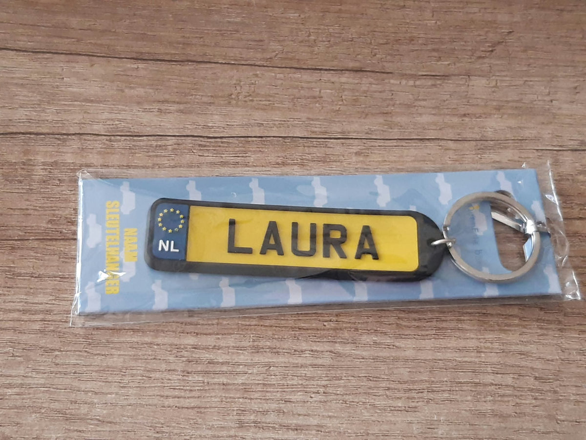 Sleutelhanger kenteken afgeronde hoeken: Laura