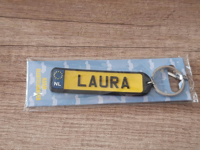 Sleutelhanger kenteken afgeronde hoeken: Laura
