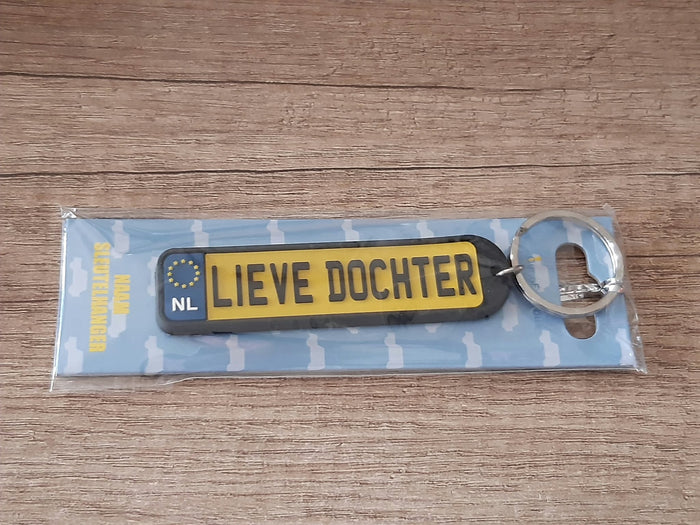 Sleutelhanger kenteken afgeronde hoeken: Lieve dochter