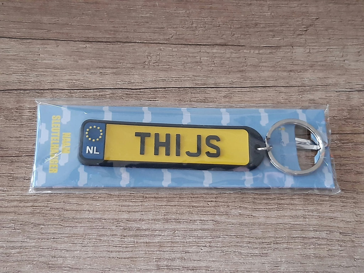 Sleutelhanger kenteken afgeronde hoeken: Thijs