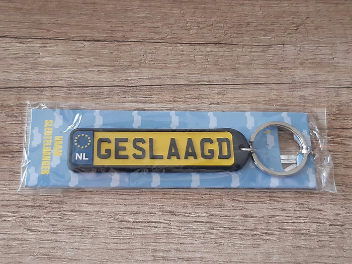 Sleutelhanger kenteken afgeronde hoeken: Geslaagd