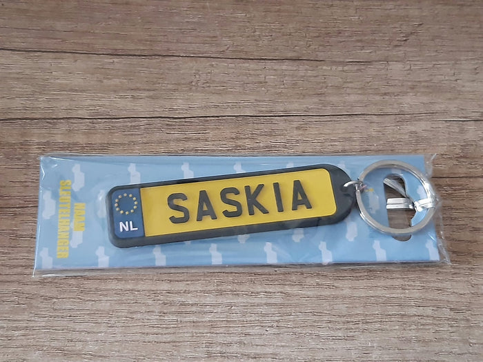 Sleutelhanger kenteken afgeronde hoeken: Saskia