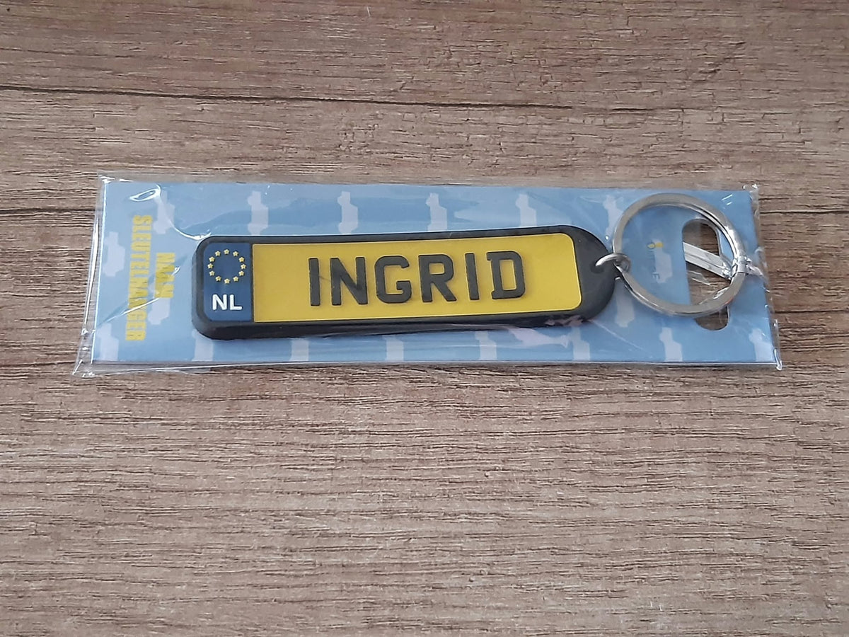 Sleutelhanger kenteken afgeronde hoeken: Ingrid