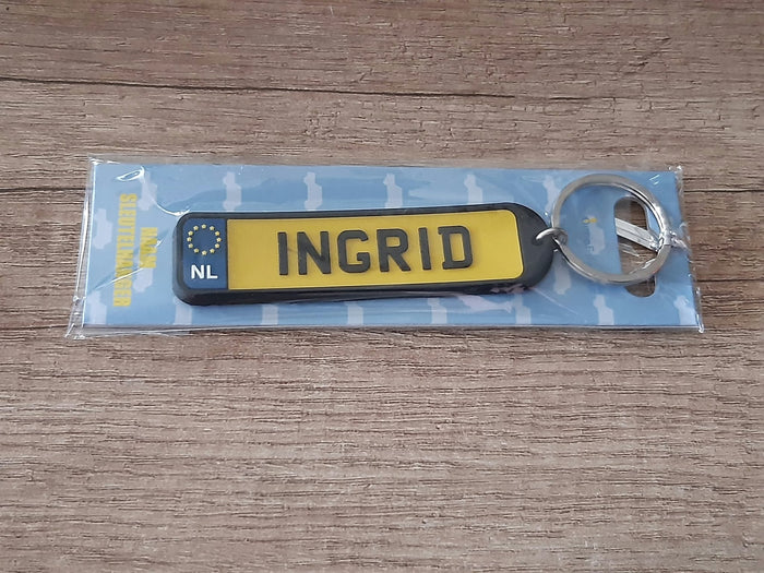Sleutelhanger kenteken afgeronde hoeken: Ingrid