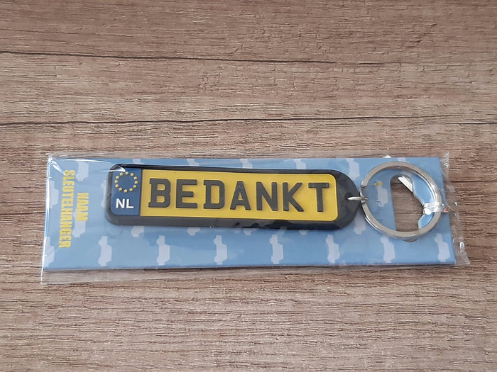 Sleutelhanger kenteken afgeronde hoeken: Bedankt