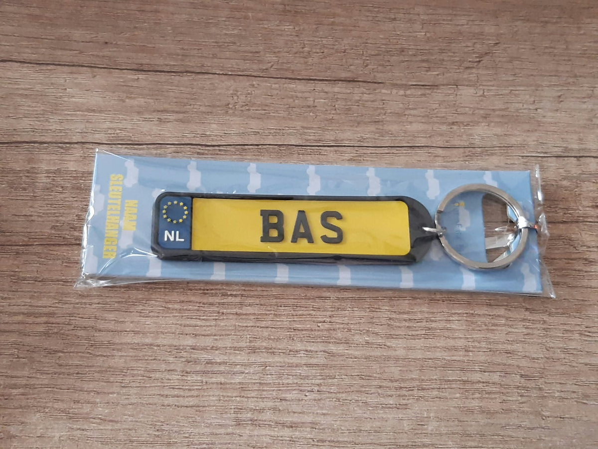 Sleutelhanger kenteken afgeronde hoeken: Bas