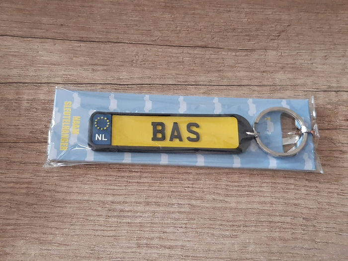 Sleutelhanger kenteken afgeronde hoeken: Bas