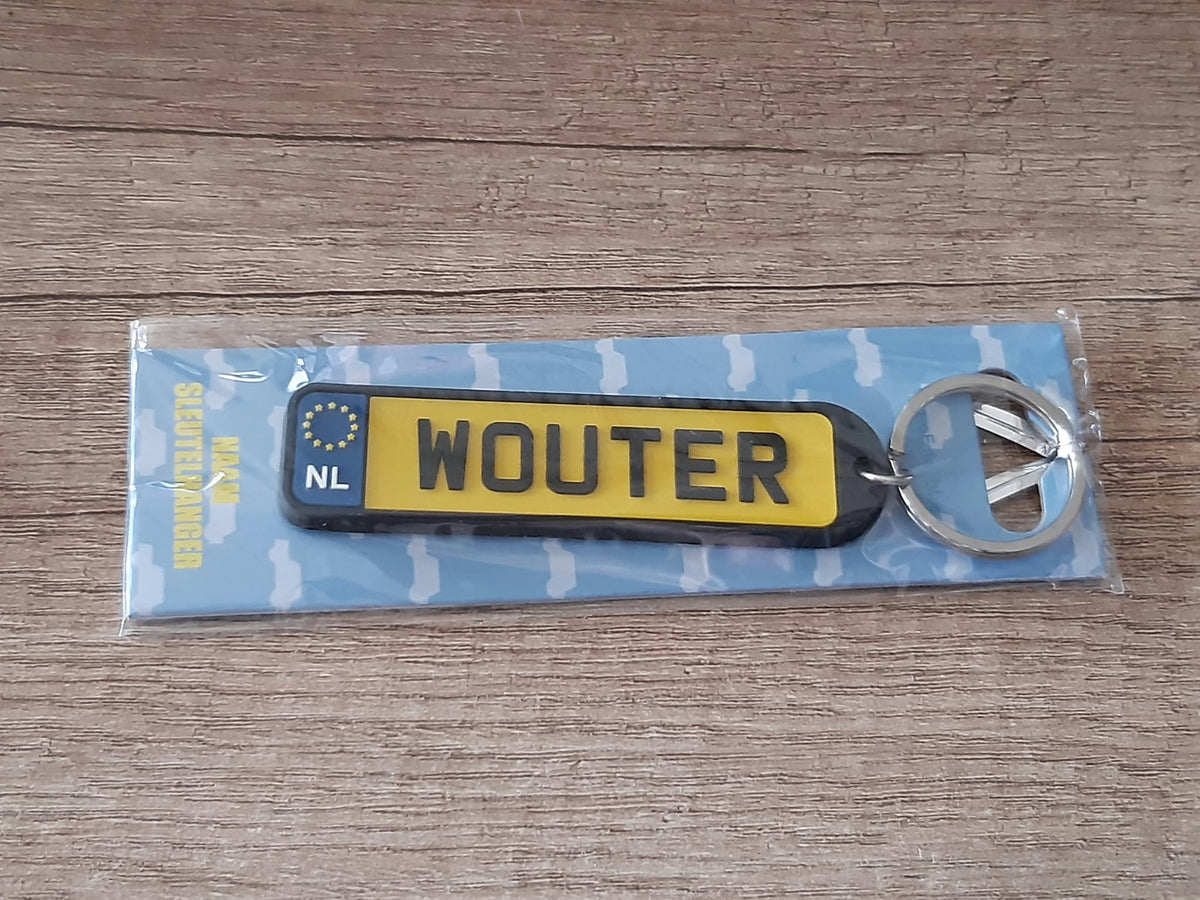Sleutelhanger kenteken afgeronde hoeken: Wouter