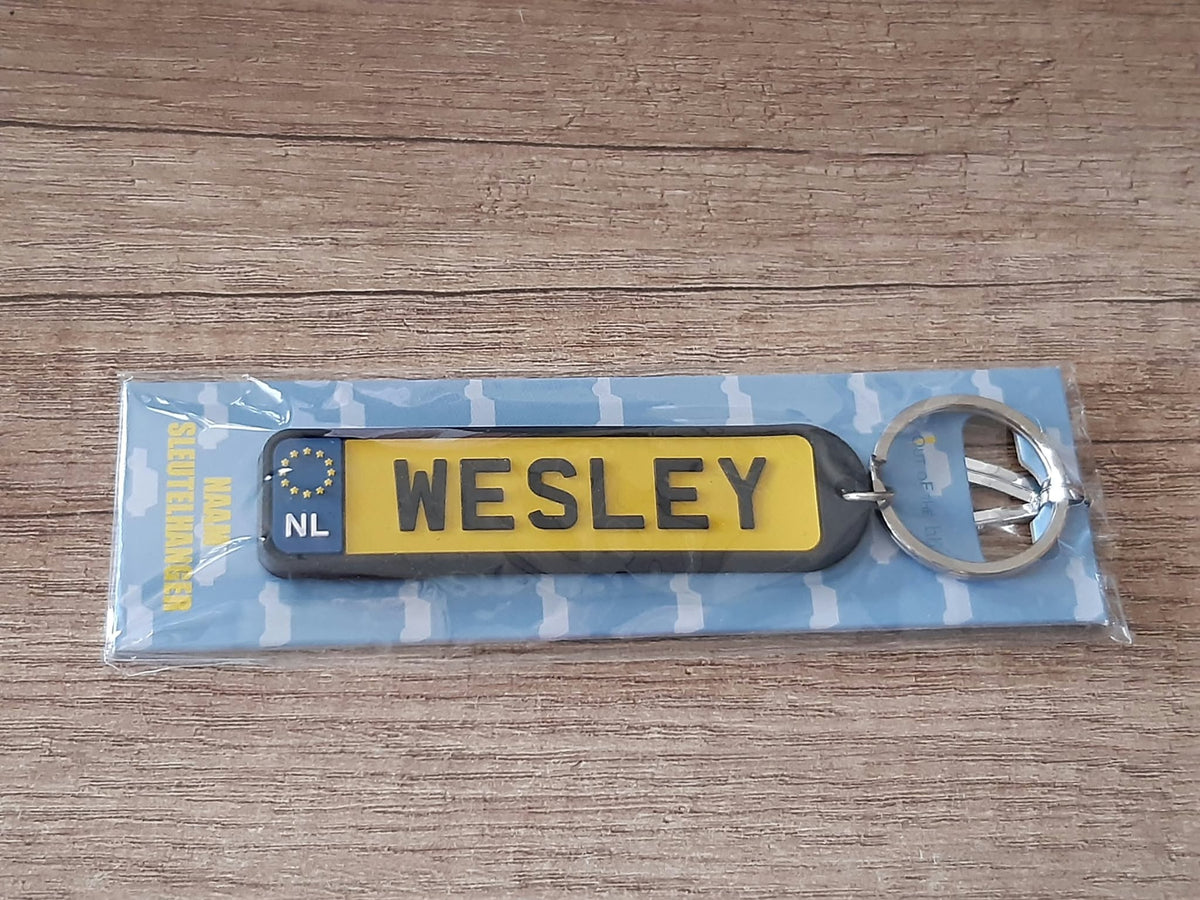 Sleutelhanger kenteken afgeronde hoeken: Wesley