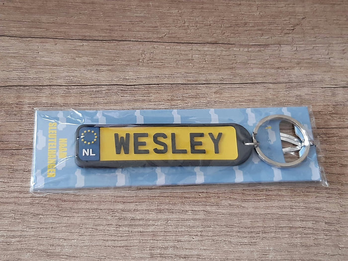 Sleutelhanger kenteken afgeronde hoeken: Wesley
